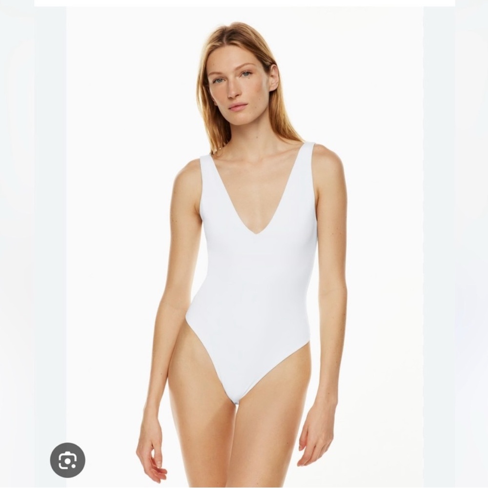 Babaton White Deep V Contour Bodysuit